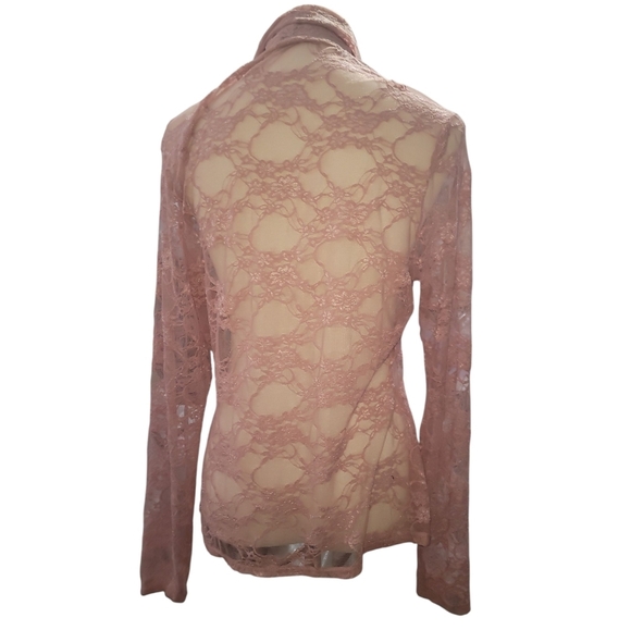 WILD FABLE sheer mesh floral lace xl mauve pink top blouse shirt turtleneck - Picture 5 of 6